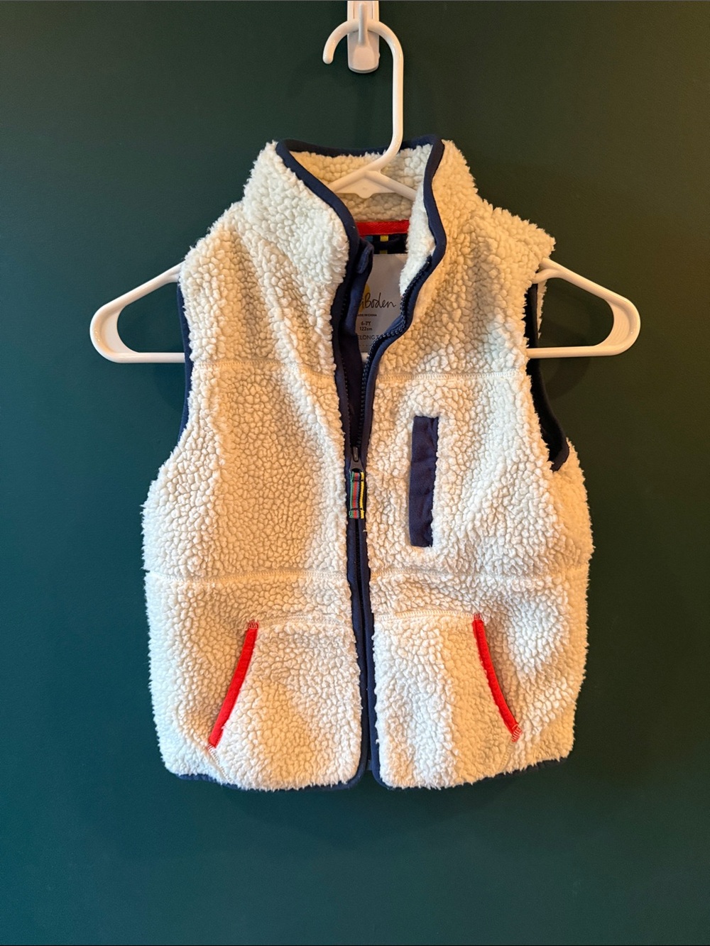 Mini Boden Boys Sherpa Fleece Vest Cream Size 6-7Y 122